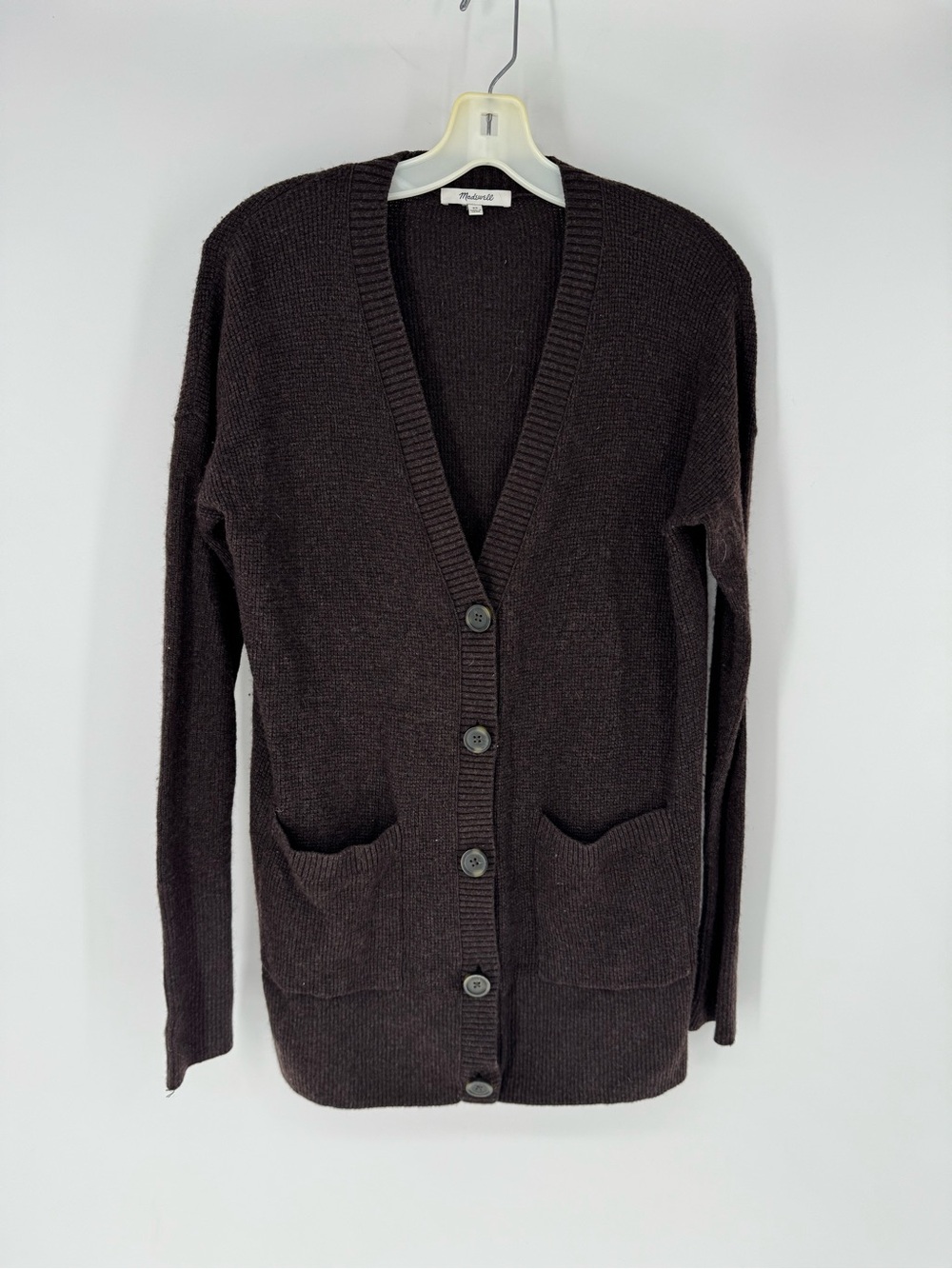 Madewell alpaca blend Chocolate Brown Button-Front V-Neck Cardigan